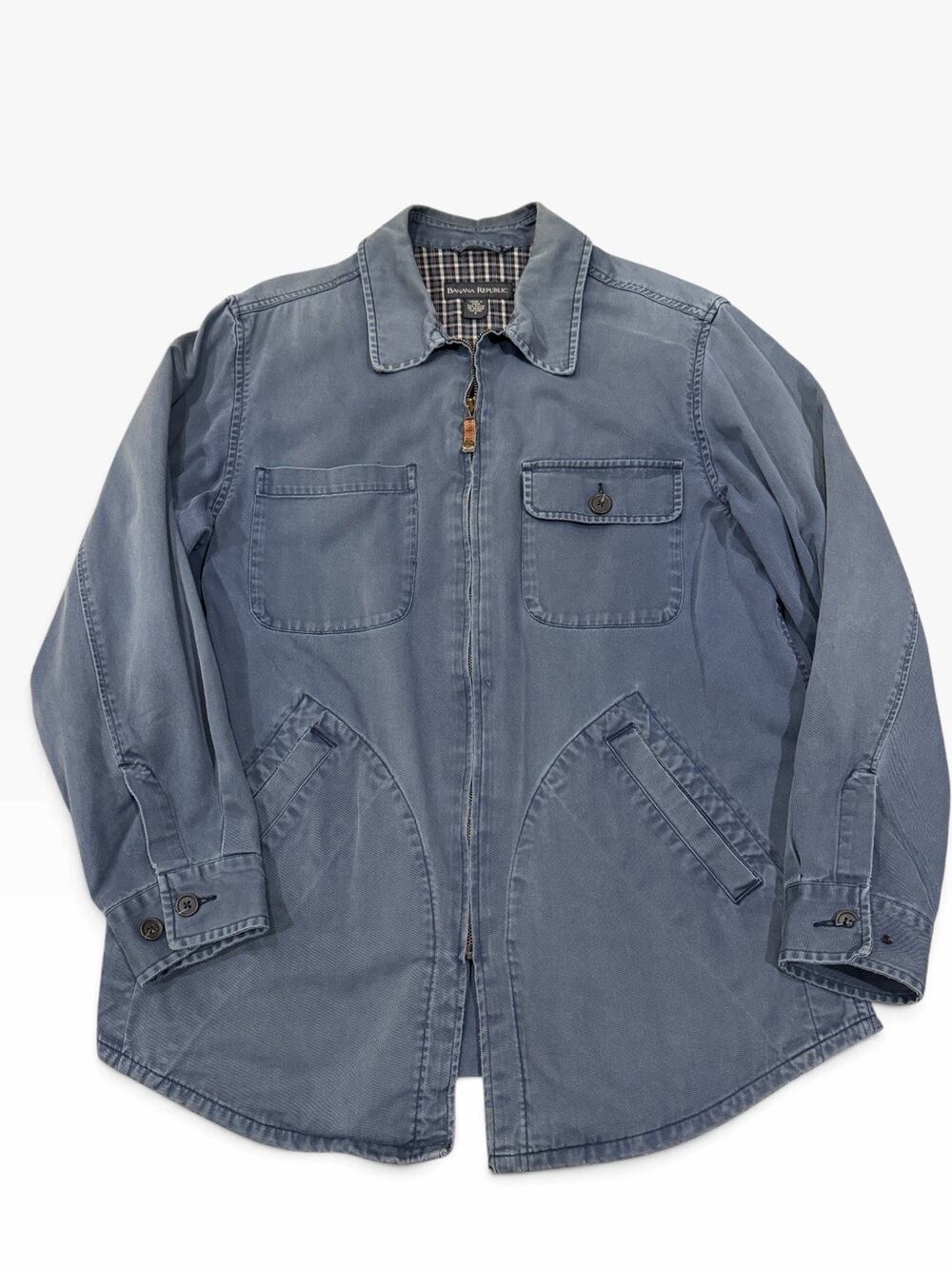 Banana Republic Utility Chore Jacket Mens S Washed Blue Cotton Button Front Y2K